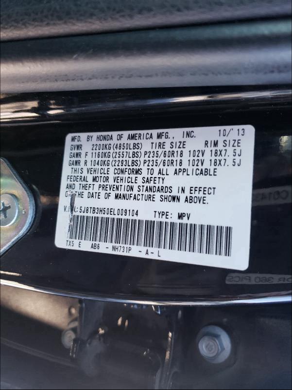 2014 ACURA RDX TECHNO 5J8TB3H50EL009104