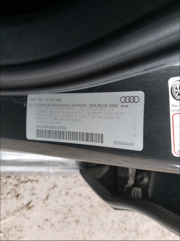 2013 AUDI S6 WAUF2BFC8DN107532