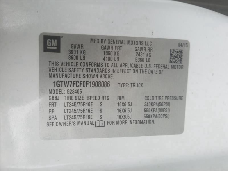 2015 GMC SAVANA G25 1GTW7FCF0F1908086