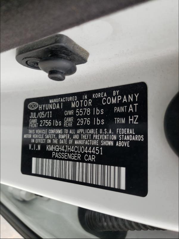 2012 HYUNDAI EQUUS SIGN KMHGH4JH4CU044451