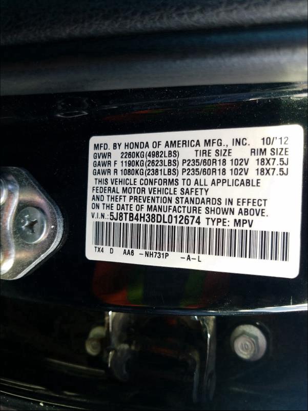 2013 ACURA RDX 5J8TB4H38DL012674