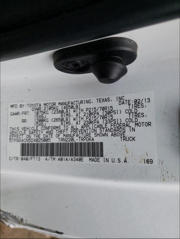 2013 TOYOTA TACOMA 5TFNX4CN5DX025005