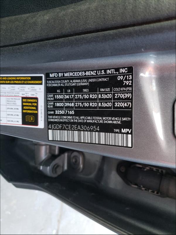2014 MERCEDES-BENZ GL 450 4MA 4JGDF7CE2EA306954