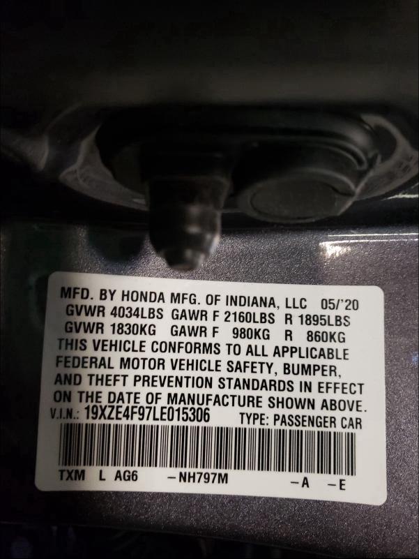 2020 HONDA INSIGHT TO 19XZE4F97LE015306