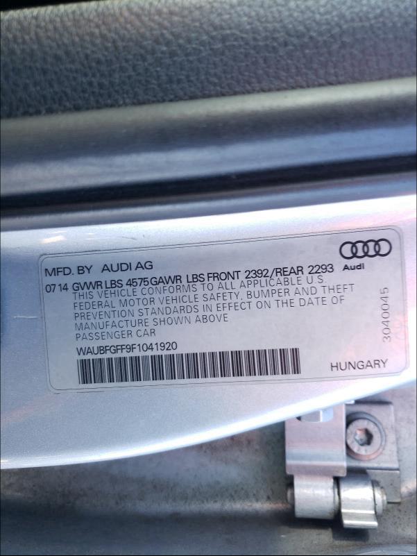 2015 AUDI S3 PREMIUM WAUBFGFF9F1041920