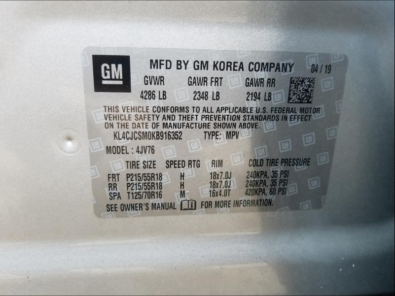 2019 BUICK ENCORE ESS KL4CJCSM0KB916352