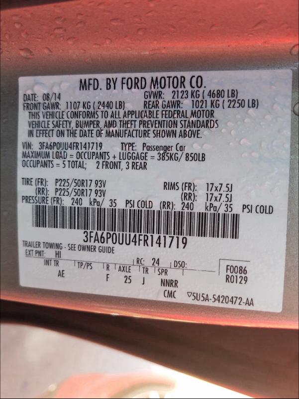 2015 FORD FUSION S H 3FA6P0UU4FR141719