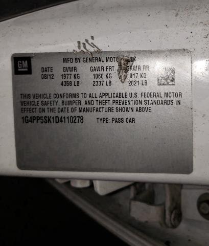 2013 BUICK VERANO 1G4PP5SK1D4110278