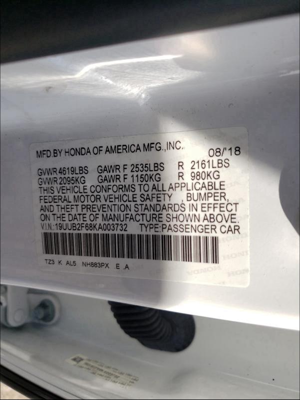 2019 ACURA TLX TECHNO 19UUB2F68KA003732