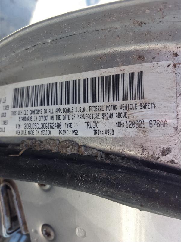 2012 DODGE RAM 2500 S 3C6UD5CL3CG162480