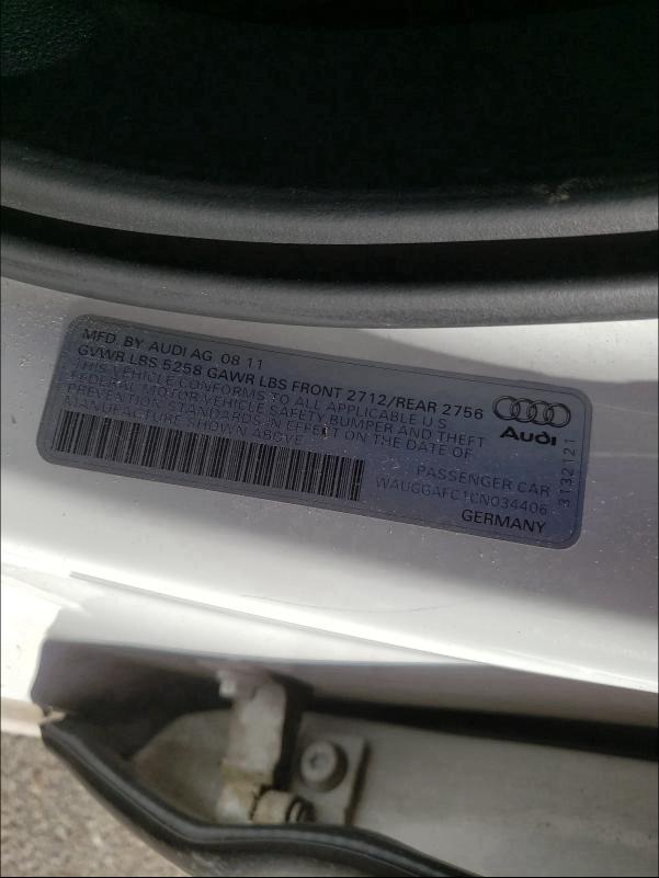 2012 AUDI A6 PREMIUM WAUGGAFC1CN034406