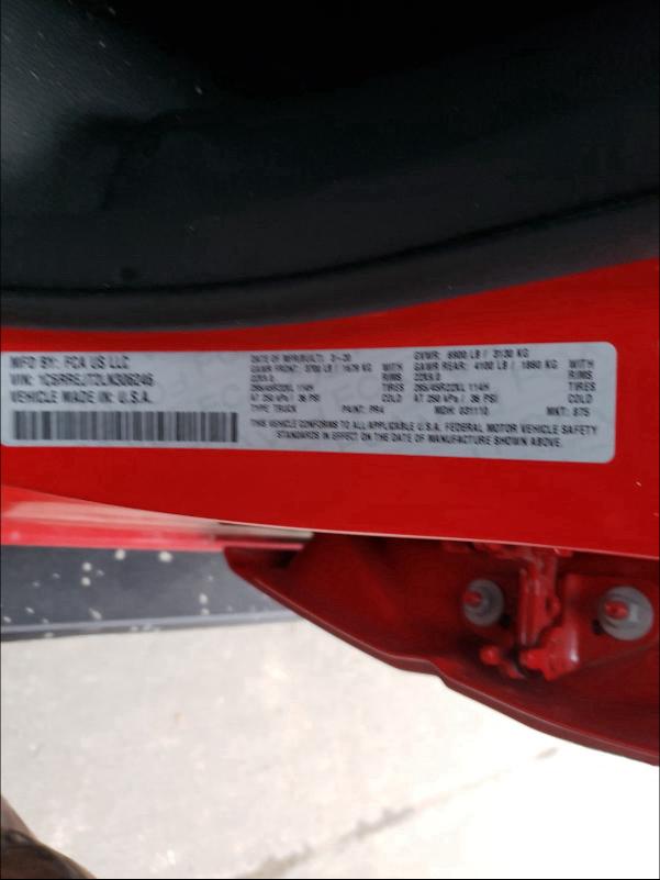 2020 RAM 1500 LARAM 1C6RREJT2LN306246