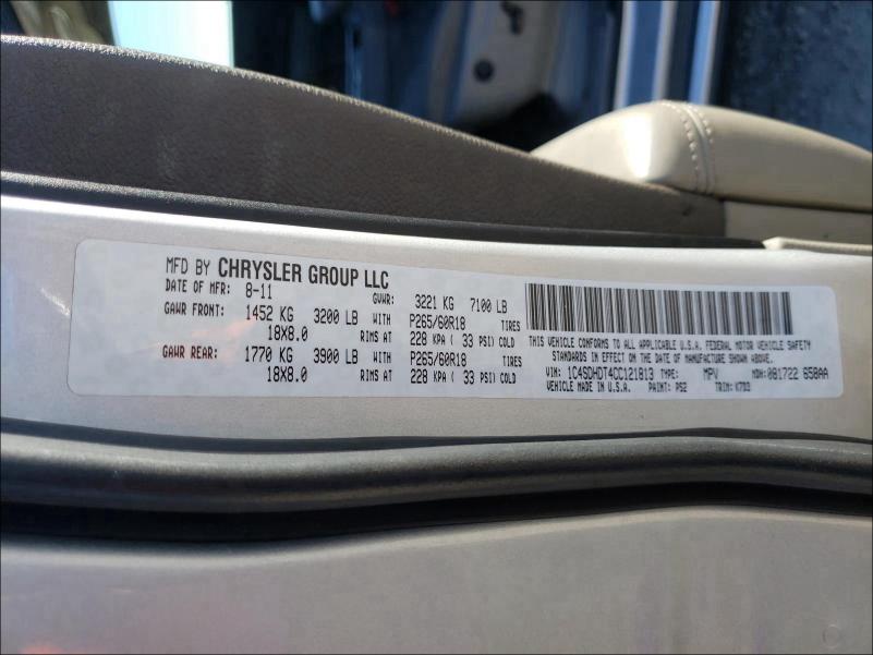 2012 DODGE DURANGO CR 1C4SDHDT4CC121813