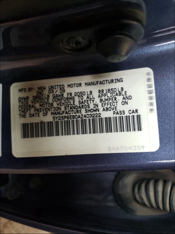2010 PONTIAC VIBE 5Y2SP6E80AZ403222