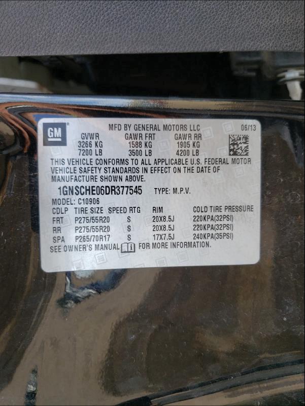 2013 CHEVROLET SUBURBAN C 1GNSCHE06DR377545