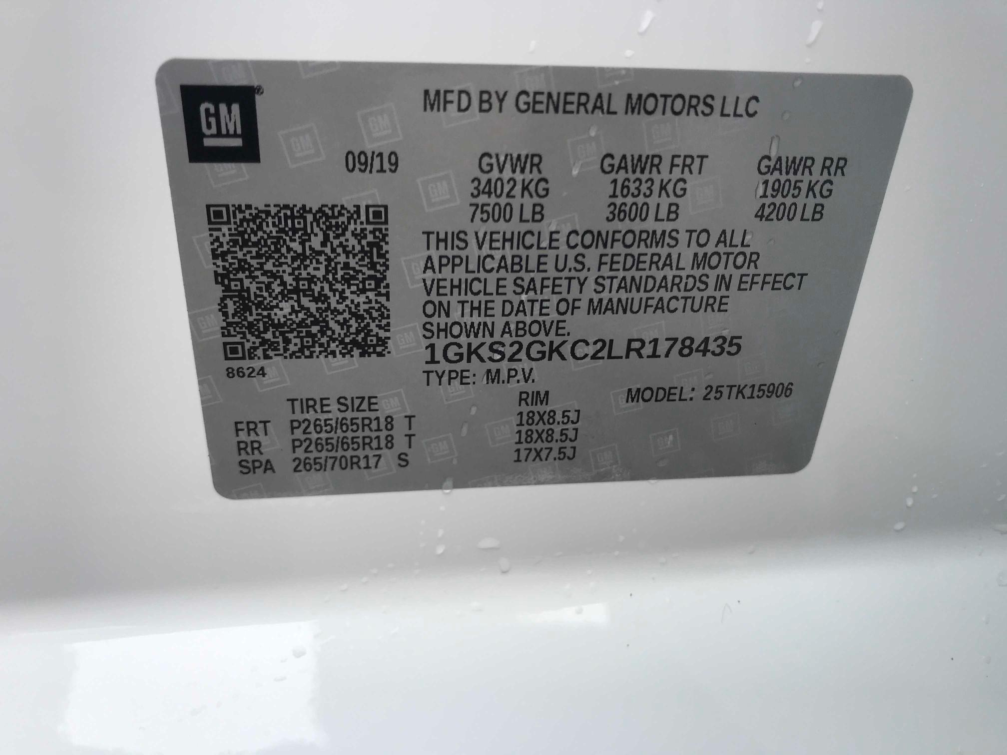2020 GMC YUKON XL K 1GKS2GKC2LR178435