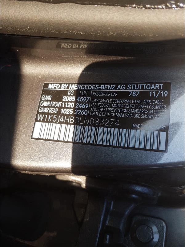 2020 MERCEDES-BENZ CLA 250 4M W1K5J4HB3LN083274