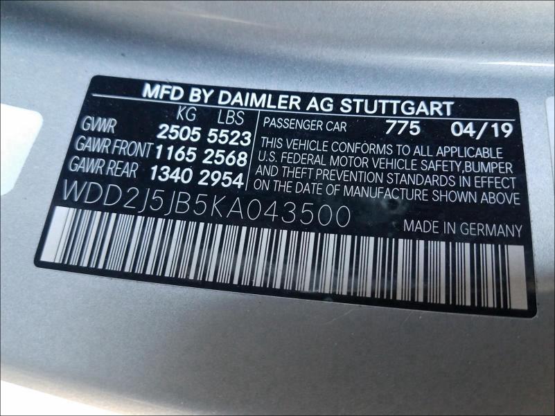 2019 MERCEDES-BENZ CLS 450 WDD2J5JB5KA043500