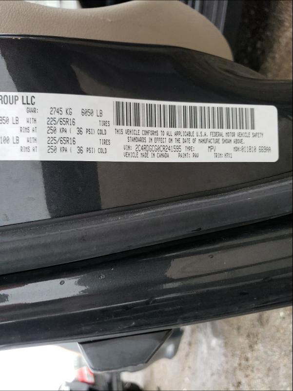 2012 DODGE GRAND CARA 2C4RDGCG0CR241595