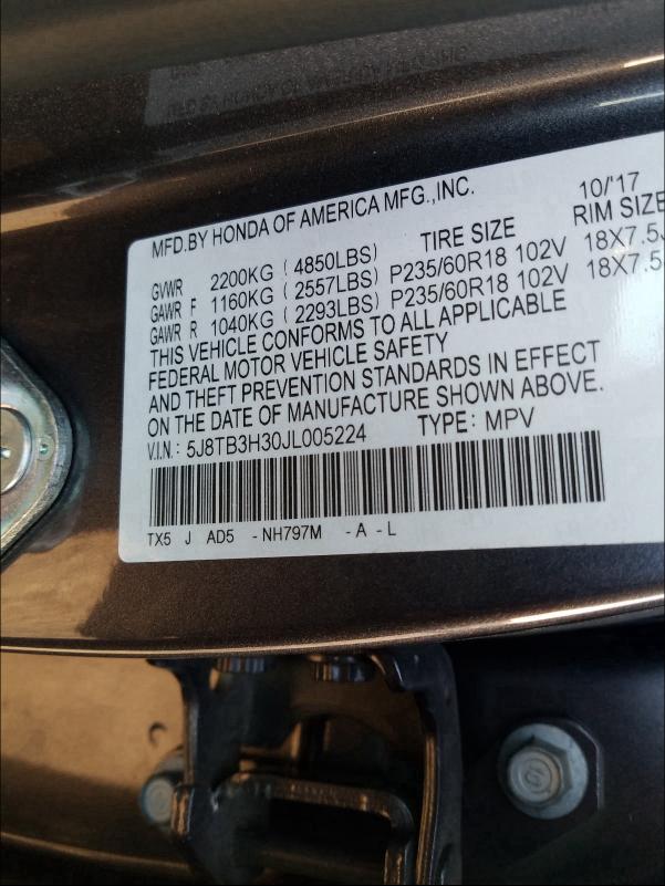 2018 ACURA RDX 5J8TB3H30JL005224