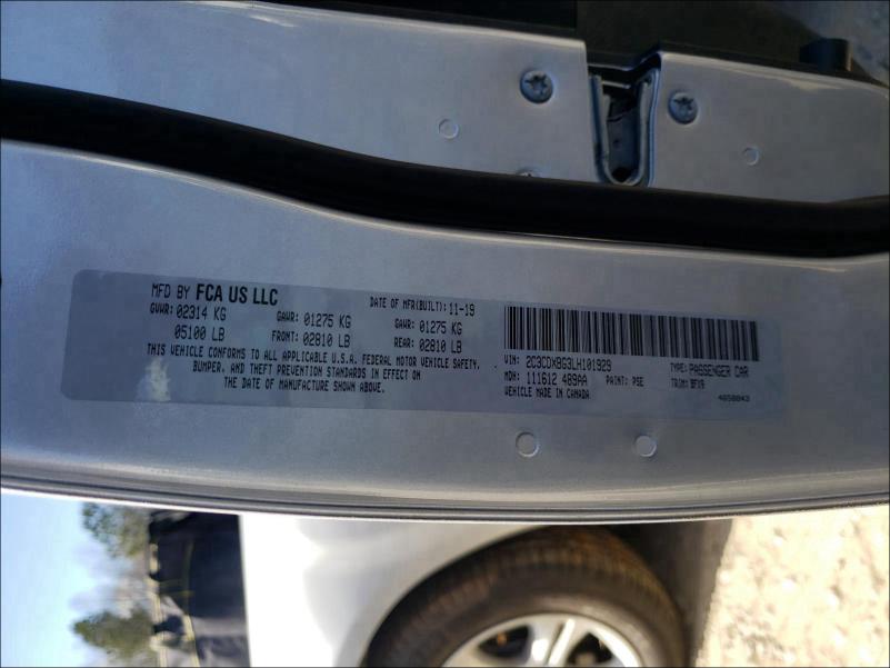 2020 DODGE CHARGER SX 2C3CDXBG3LH101929