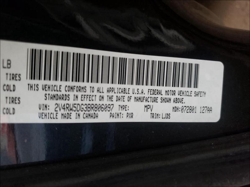 2011 VOLKSWAGEN ROUTAN SEL 2V4RW5DG3BR806097