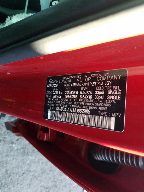 2021 HYUNDAI KONA SE KM8K1CAA1MU662985