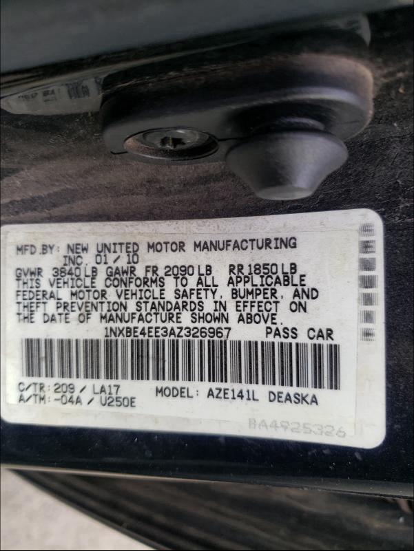 2010 TOYOTA COROLLA XR 1NXBE4EE3AZ326967