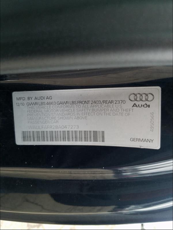 2011 AUDI A5 PREMIUM WAULFAFR2BA047273