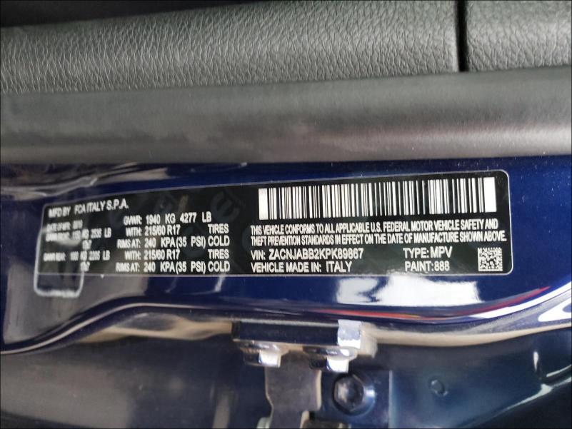 2019 JEEP RENEGADE L ZACNJABB2KPK89867