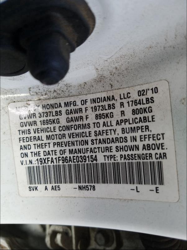 2010 HONDA CIVIC EXL 19XFA1F96AE039154