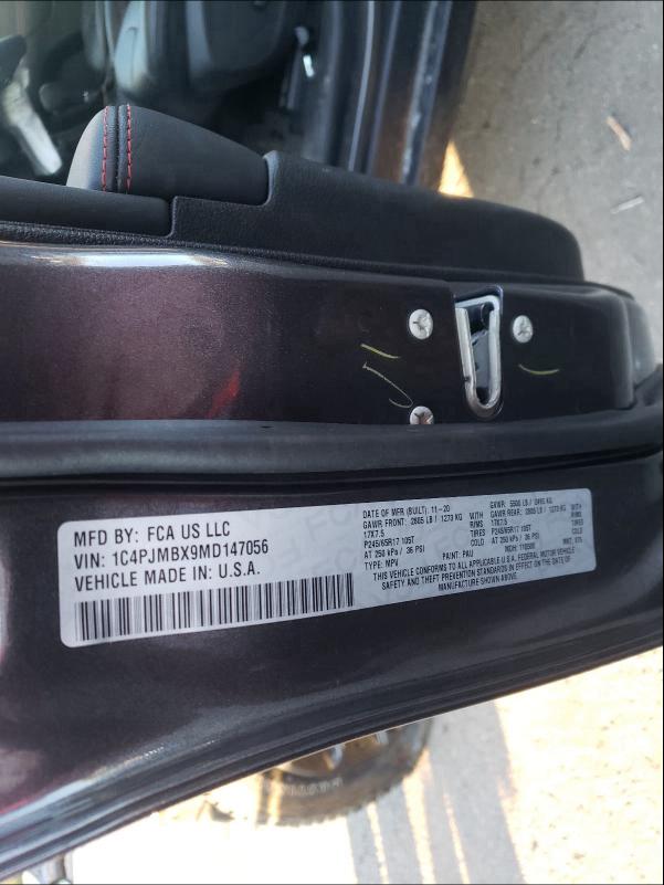2021 JEEP CHEROKEE T 1C4PJMBX9MD147056