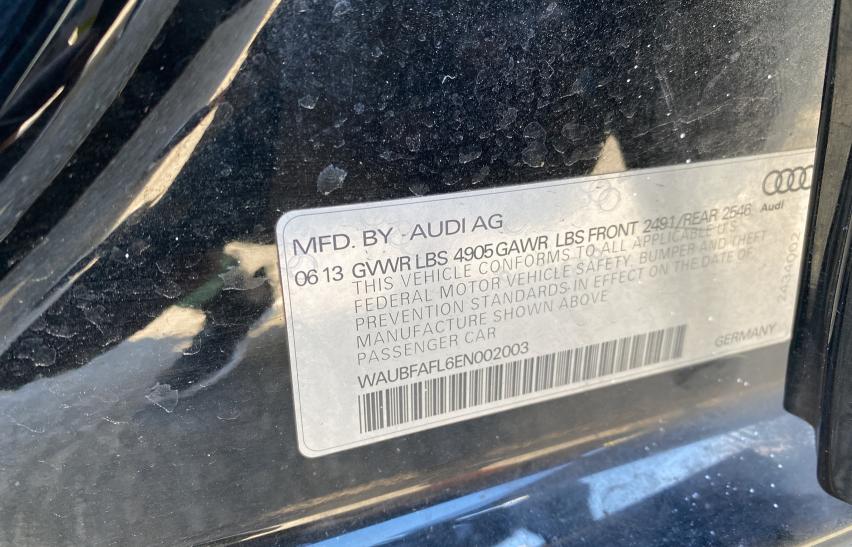 2014 AUDI A4 PREMIUM WAUBFAFL6EN002003