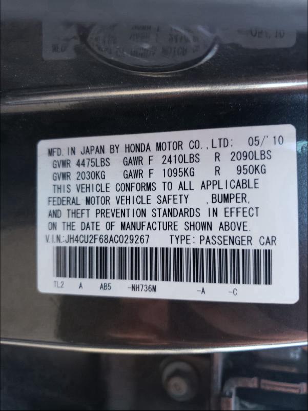 2010 ACURA TSX JH4CU2F68AC029267