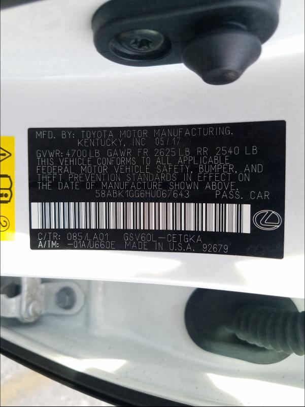 2017 LEXUS ES 350 58ABK1GG6HU067643