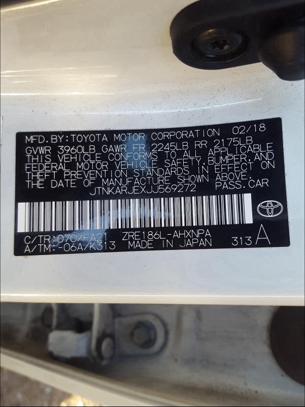 2018 TOYOTA COROLLA IM - JTNKARJEXJJ569272