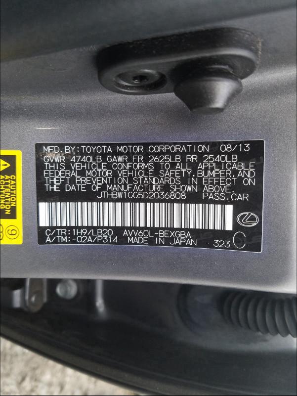 2013 LEXUS ES 300H - JTHBW1GG5D2036808