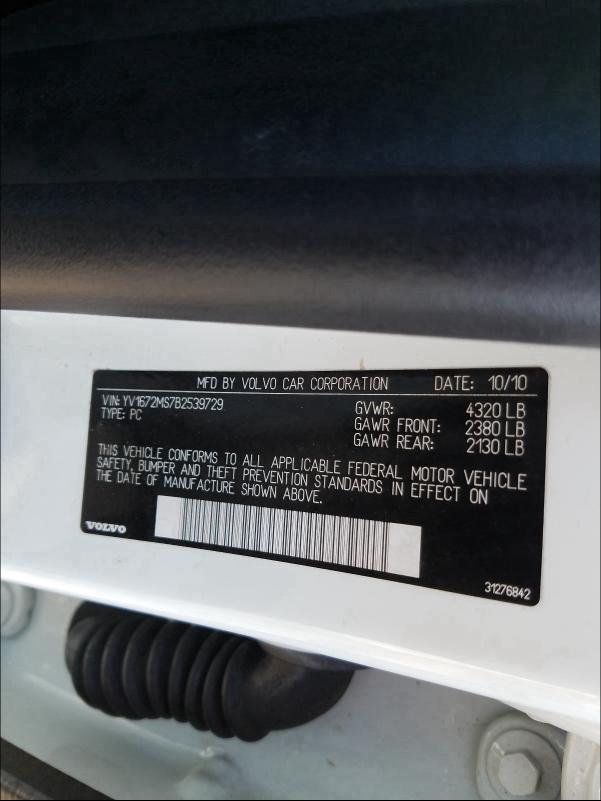 2011 VOLVO S40 T5 YV1672MS7B2539729