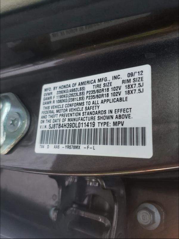 2013 ACURA RDX 5J8TB4H39DL011419