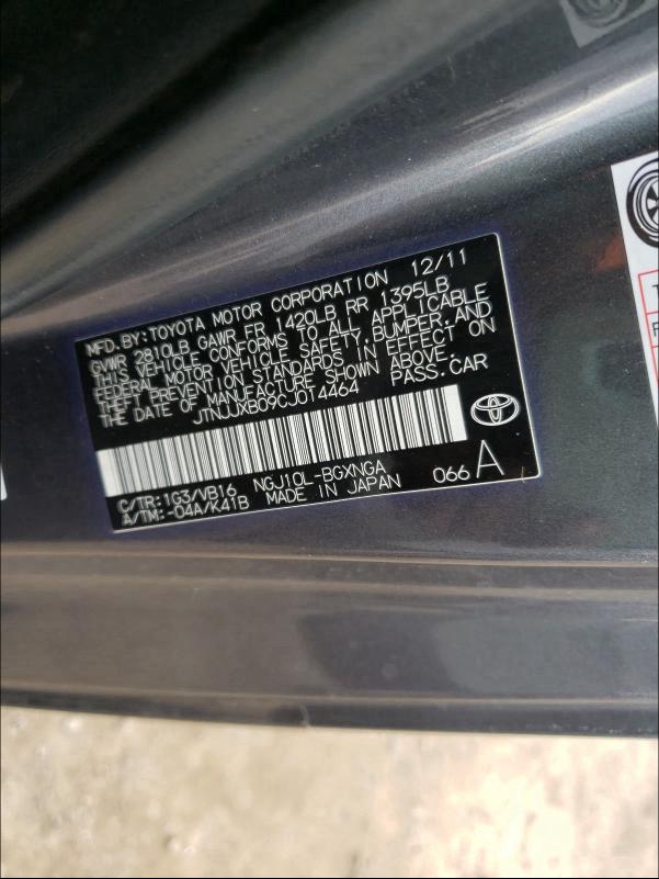 2012 TOYOTA SCION IQ JTNJJXB09CJ014464