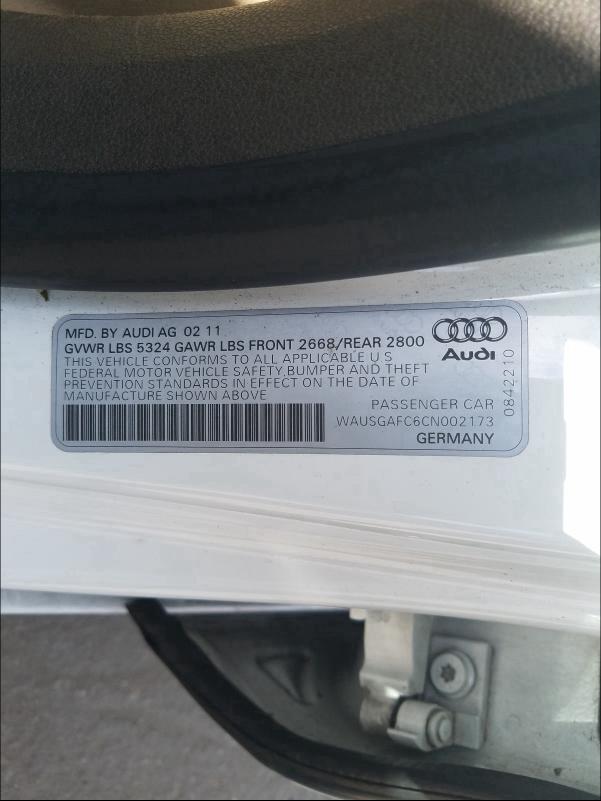 2012 AUDI A7 PRESTIG WAUSGAFC6CN002173