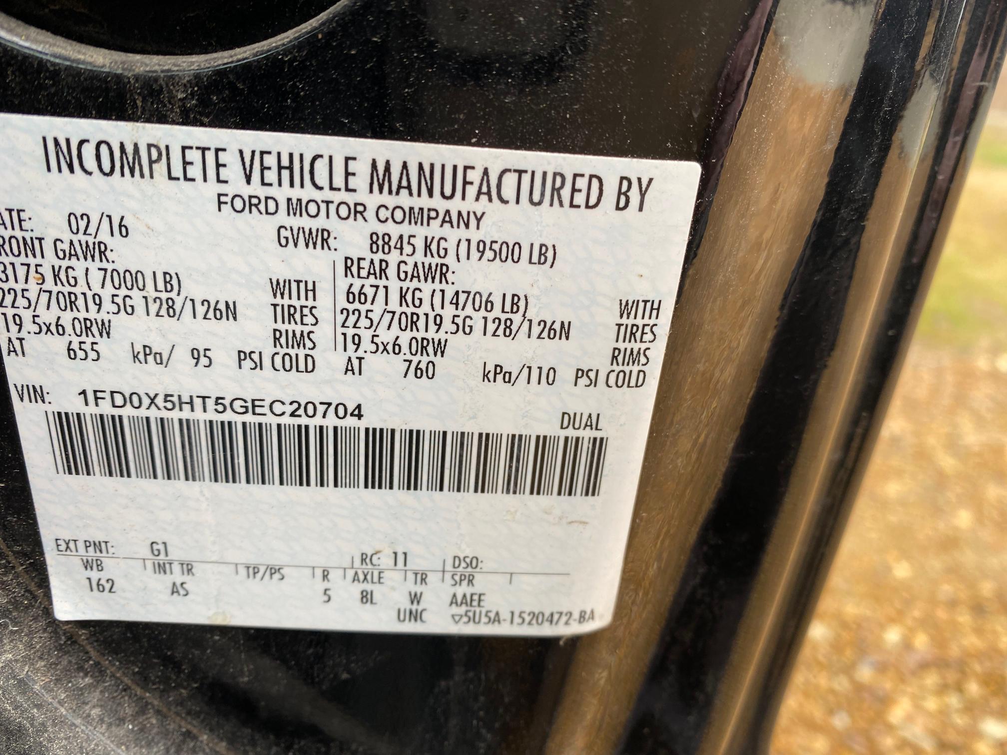 2016 FORD F550 SUPER 1FD0X5HT5GEC20704