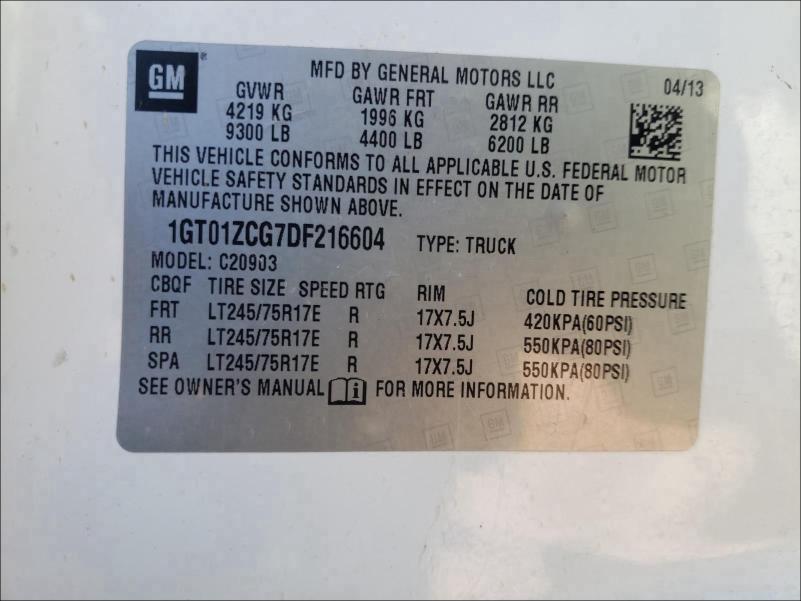 2013 GMC SIERRA C25 1GT01ZCG7DF216604