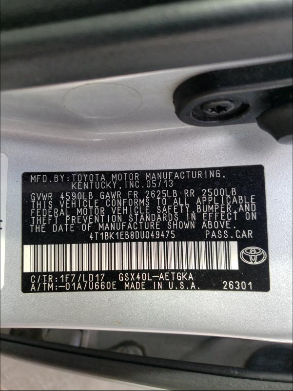 2013 TOYOTA AVALON BAS 4T1BK1EB8DU049475