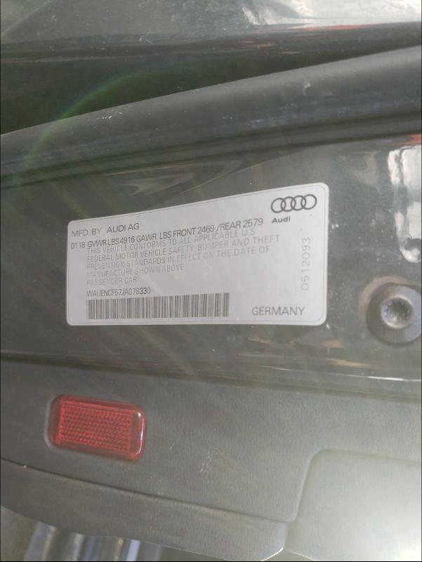 2018 AUDI A5 PREMIUM WAUENCF57JA078330