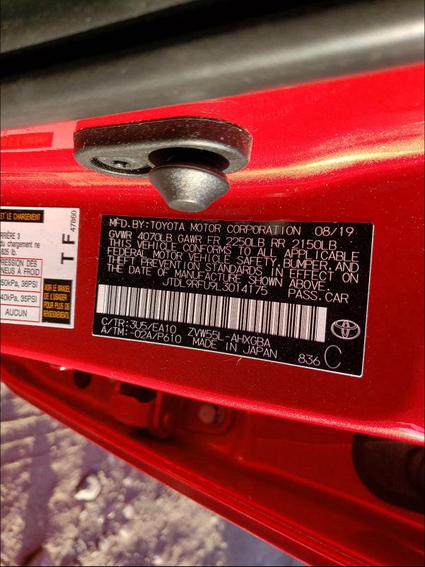 2020 TOYOTA PRIUS LE JTDL9RFU9L3014175