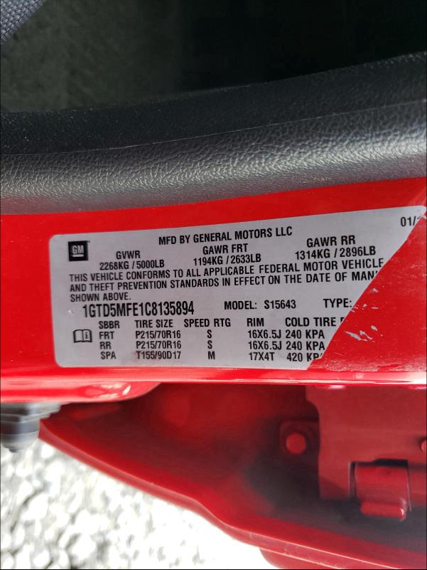 2012 GMC CANYON SLE 1GTD5MFE1C8135894