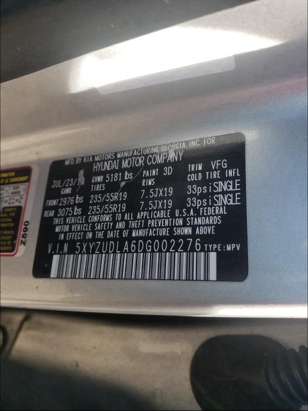 2013 HYUNDAI SANTA FE 5XYZUDLA6DG002276