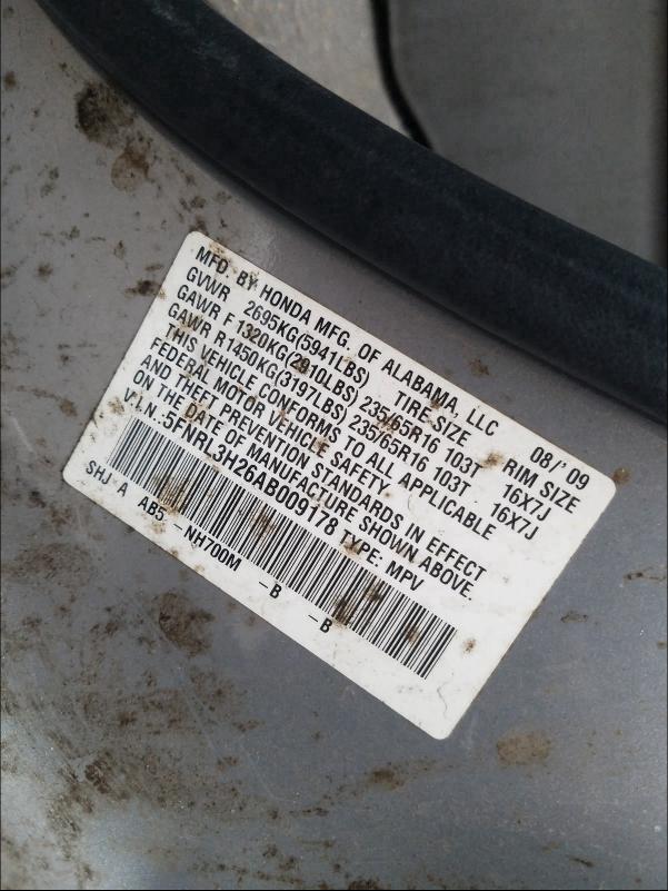 2010 HONDA ODYSSEY LX 5FNRL3H26AB009178