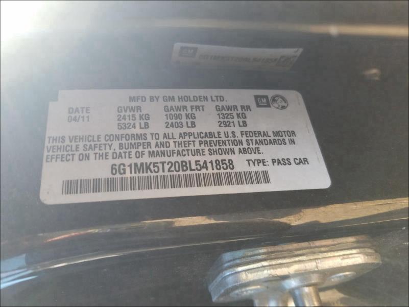 2011 CHEVROLET CAPRICE PO 6G1MK5T20BL541858